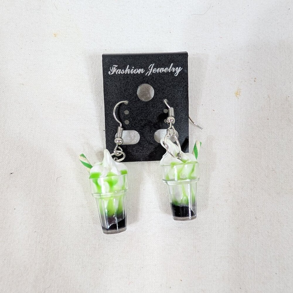 Green/White Milkshake Earrings